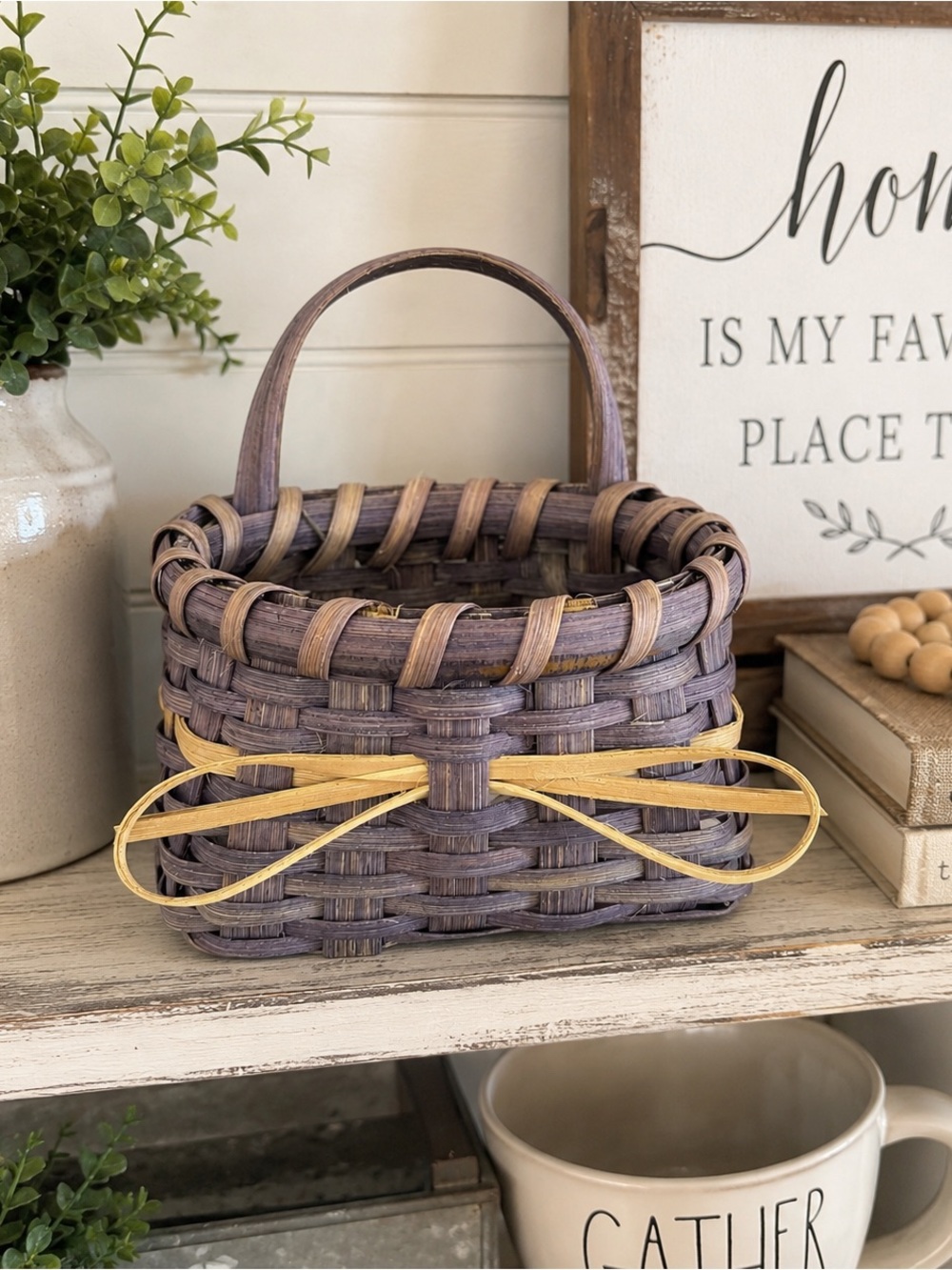Handwoven Primitive Mini Basket | Farmhouse Rustic Decor | Country Cottage